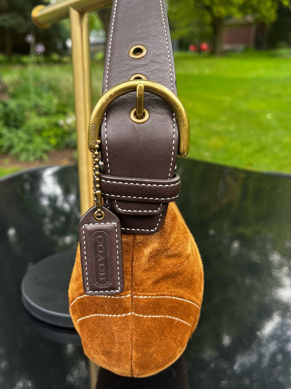 Vintage Coach SoHo 9508 Cognac Suede Hobo Shoulder Ba… - Gem